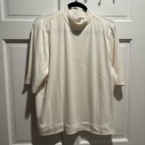 White mock neck shirt